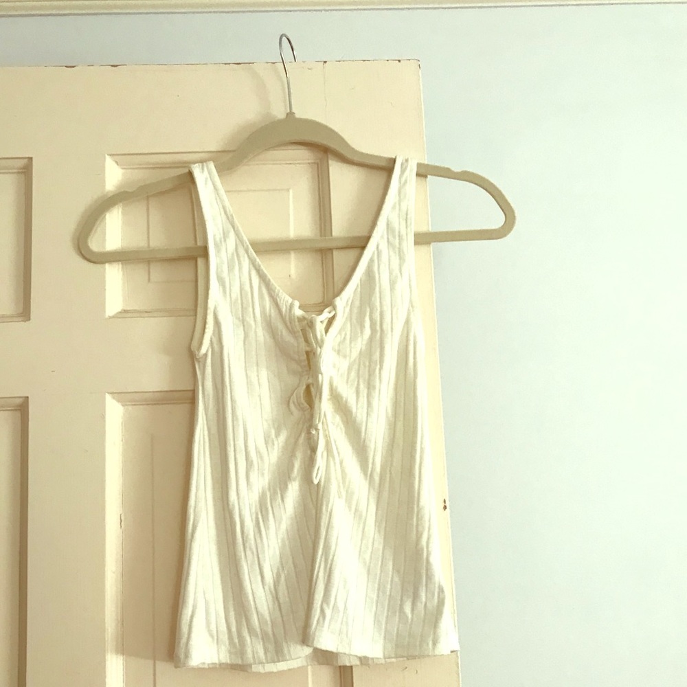 Project social t lace up tank top cream color